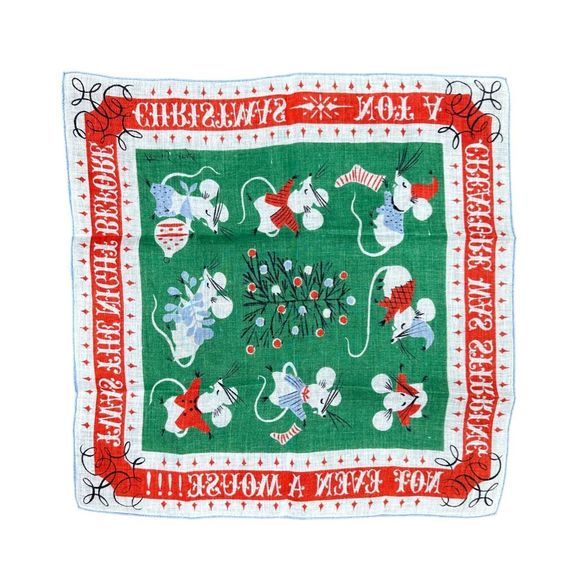 Vintage Tammis Keefe ‘Twas The Night Before Christmas Handkerchief - Picture 1 of 4